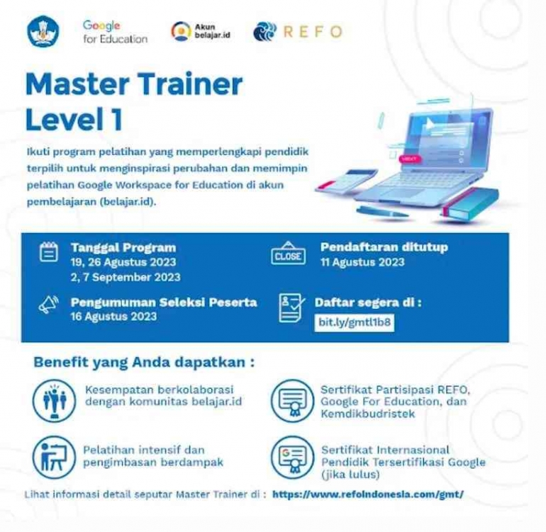 Info PMT Level 1 tahun 2023 (sumber: Refo Indonesia)