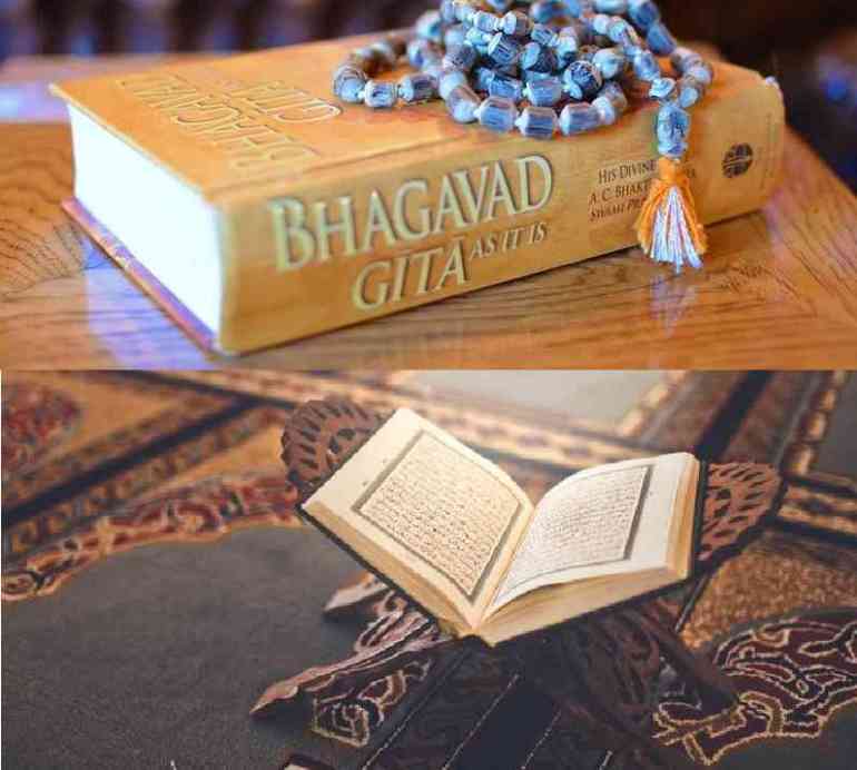 Al-Quran (iStock) dan Bhagavad Gita (Photo by Caesar Oleksy from Pexels)  