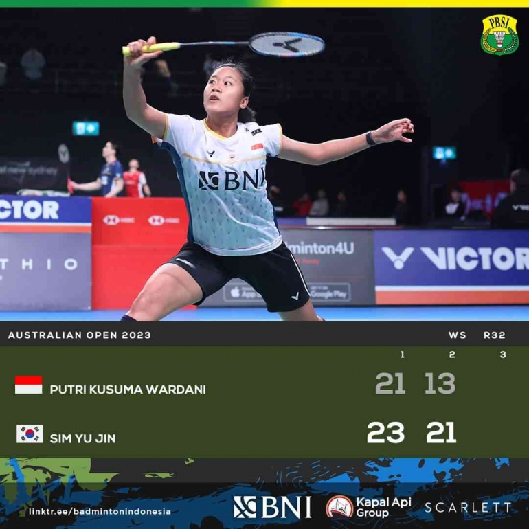Hasil pertandingan babak penyisihan 32 besar Australia Open Super 500, Rabu 2 Agustus 2023. PKW hangus (Foto Facebook.com/Badminton Indonesia) 