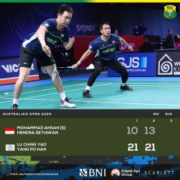 Hasil pertandingan babak 16 besar Australia Open Hari Ketiga, Kamis 3 Agustus 2023. Ahend juga KO (Foto Facebook.com/Badminton Indonesia) 