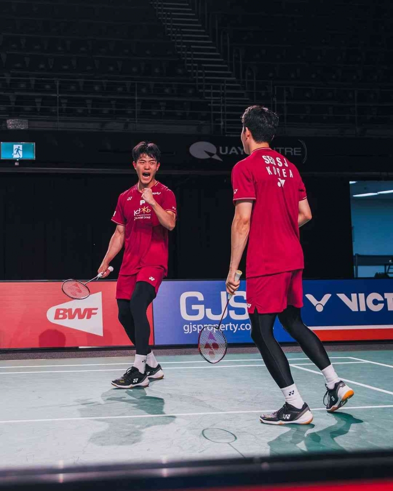 Ganda Putra Korea Selatan Kang Min Hyuk/Seo Seung Jae Berhasil Melangkah Ke Babak Final Australian Open 2023 (Foto : Ausbadmintonopen)