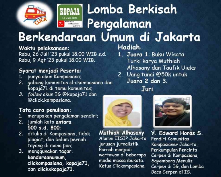 Lomba Berkisah Pengalaman Berkendaraan Umum di Jakarta, kolaborasi Clickompasiana dan Kopaja71, sumber: dokumentasi Kopaja71.