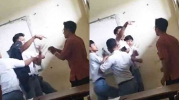 Aksi siswa SMA melawan serta menantang gurunya. (HO/Tribun Medan) 