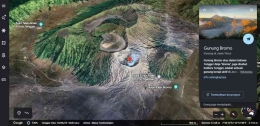 Eksplor kawasan gunung Bromo memanfaatkan google earth untuk pembelajaran. Sumber: Dokpri