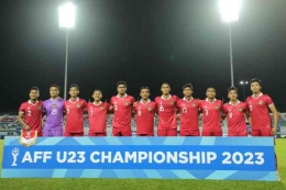 Timnas U23 Indonesia berfoto menjelang pertandingan melawan Malaysia pada laga perdana Grup B Piala AFF U23 2023 di Stadion Rayong Provincial, Thailand, Jumat (18/8/2023) (Foto: Dok. PSSI via kompas.com)