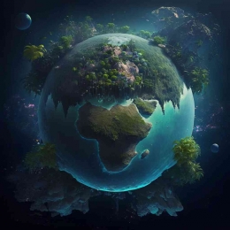 Ilustrasi Bumi dari Luar Angkasa (Gambar dari Stock AI)