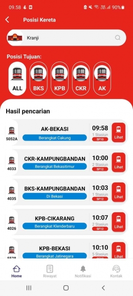 C-Access bisa mengetahui jadwal kedatangan kereta (Sumber: Dokumen Pribadi)