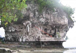 Jejak penguburan di ceruk, terdapat di pesisir Pulau Biak (Sumber: Materi Erlin Djami)