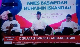 Deklarasi Anies Cak Imin di Hotel Yamato Surabaya (foto : ke TV Nasional)