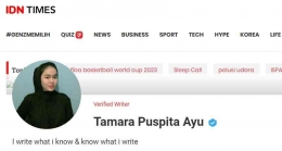 Profil akun IDN Times Tamara (Sumber: https://www.idntimes.com/tamara-puspita-1)