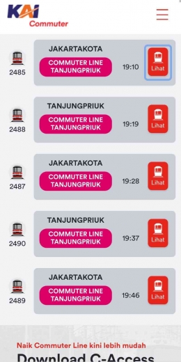 Cek jadwal dan rute di laman KAI commuter