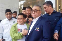 Ketua Umum PKB Muhaimin Iskandar menyambangi Kantor DPP Partai Nasdem, Rabu (6/9/2023) siang. Dok. KOMPAS.com/NIRMALA MAULANA