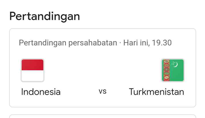 Indonesia vs Turkmenistan Hari Ini