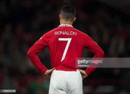 Sumber : Visionhaus/Getty Images (Jersey C. Ronaldo saat di Manchester United 2021)