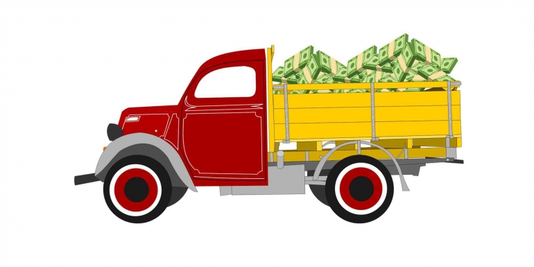 Ilustrasi uang satu truk (Sumber: Canva)