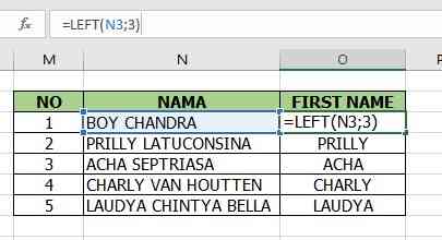 Penggunaan Rumus LEFT (Sumber: Dokumen Pribadi)