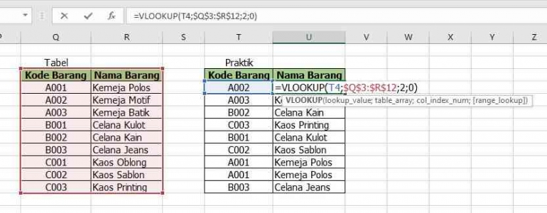 Penggunaan Rumus VLOOKUP (Sumber: Dokumen Pribadi)