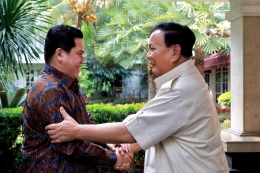 Menteri BUMN dan Ketu PSSI Erick Thohir berjumpa dengan Ketum Gerindra Prabowo Subianto. Foto: kemhan.go.id
