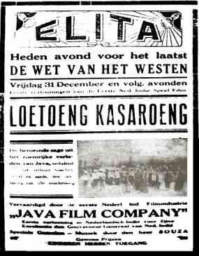 Film Lotoeng Kasaroeng (1926), film pertama yang diproduksi Indonesia. (Wikimedia Commons)