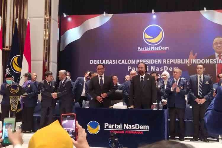 Deklarasi Bacapres Anies Baswedan oleh Nasdem, 3 Oktober 2022 di Gondangdia, Jakarta (dok foto: kompas.com/Adhyasta Dirgantara)