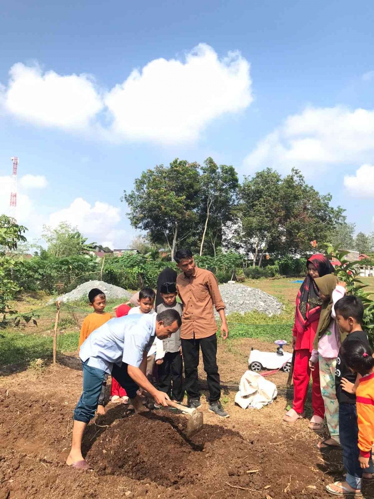 Proses Penyemaian Bibit Terong di Dampingi Penyuluh Dinas Pertanian kabupaten Dharmasraya 