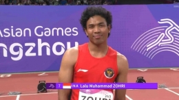 Lalu Zohri menembus final lari 100 meter di Asian Games 2023/ sumber: RTM Malaysia 