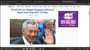 Gambar 2. Website Detik.com memberitakan blogger asal Singapura dihukum ganti rugi karena melakukan fitnah kepada PM Lee (Sumber: Detik.com)