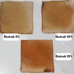 Hasil bioplastik dengan penambahan konsentrasi ekstrak kulit bawang merah, Sumber: Dokumentasi pribadi.