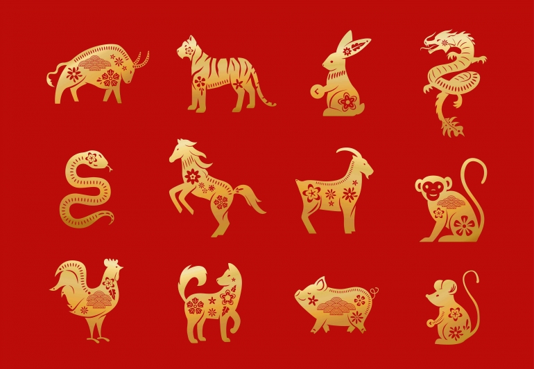 Ilustrasi ke 12 shio Free Vector | Free vector chinese zodiac animals. twelve asian new year golden characters set isolated (freepik.com) 