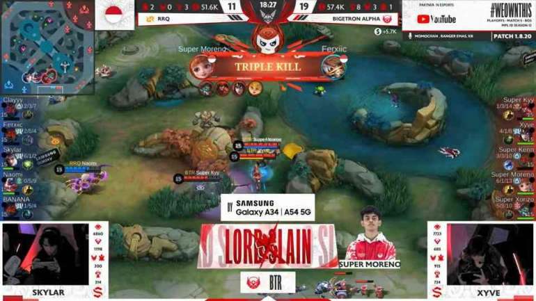 Tangkap layar momen Triple Kill dari Moreno menjadi kunci kemenangan Bigetron (Sumber: YouTube/MPL Indonesia)