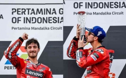 Kolase selebrasi juara Pecco Bagnaia di Sirkuit Mandalika, Indonesia. Sumber: Ducati Corse