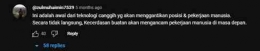 Gambar 2. Komentar netizen terhadap presenter AI (Youtube tvOneNews) 