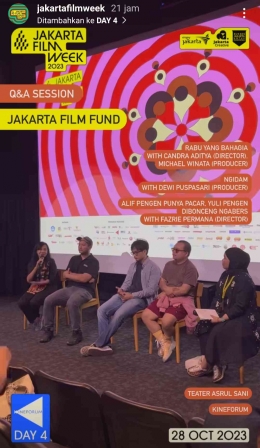 Acara tanya jawab seusai pemutaran di Kineforum (sumber gambar: IGS Jakarta Film Week) 