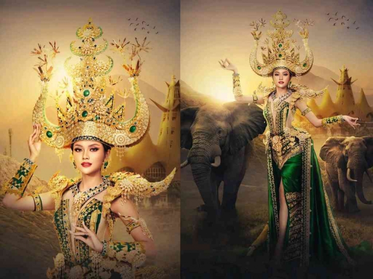 The Royal Siger Splendor: A Majestic Tribute to Lampung's Heritage, kostum nasional Farhana Indonesia. Foto Puteri Indonesia. 