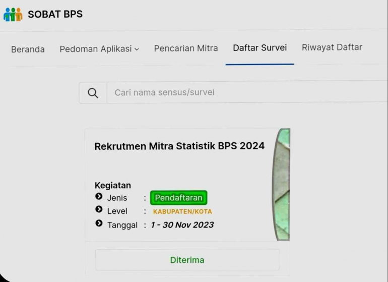 Pendaftaran Mitra BPS melalui website SIMITRA BPS/Defa Ayu