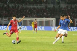 Laga Indonesia vs Ekuador. (Kompas.com/suci rahayu)