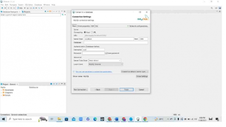 Pilih connection setting, pilih default, klik finish (Dokpri)