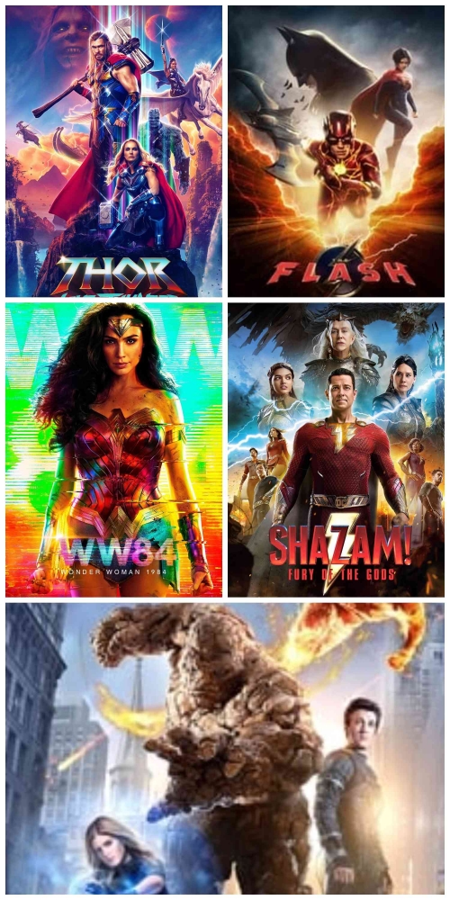 Poster 5 film superhero. Sumber: The Movie Database & Photojoiner.