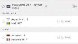 Jadwal Babak Final dan Perebutan Posisi ke Tiga Piala Dunia U-17 2023 (Foto: livescore / website)