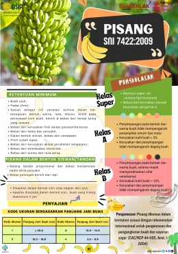 Gambar 1. Infografis SNI buah pisang, SNI 7422:2009 (Dokumentasi pribadi)