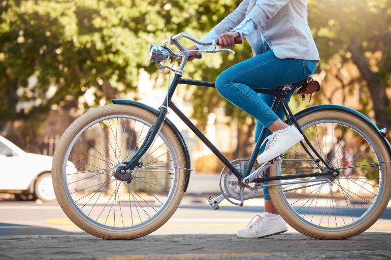 Riding a bike