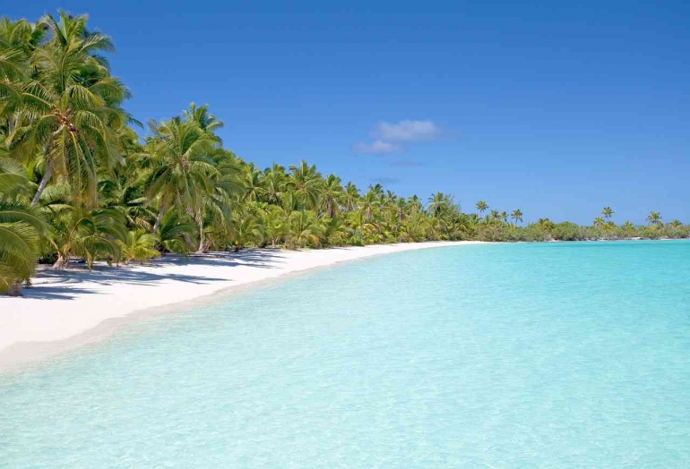 Ilustrasi pemandangan indah air laut dengan pasir putih yang dihiasi pohon-pohon kelapa. Sumber: Pixabay / Pexels