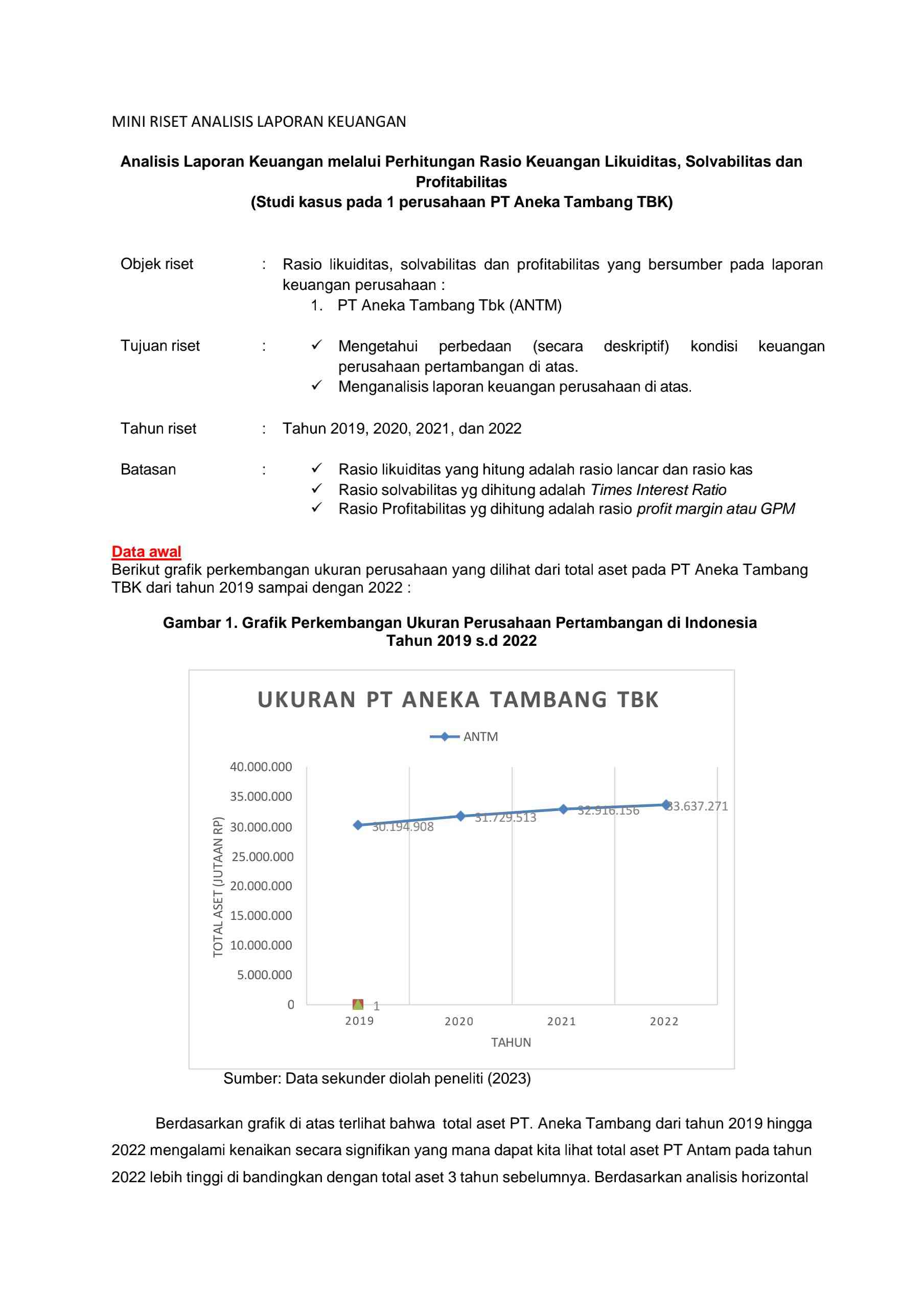 Analisis Laporan Keuangan PT. Aneka Tambang TBK Menggunakan Analisis ...