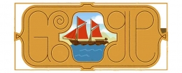 Ilustrasi kapal pinisi dalam Google Doodle hari ini. (sumber gambar: Dok. Google)