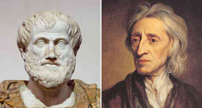 Gambar 2. Tokoh Realisme: Aristoteles dan John Locke, Sumber: https://3quarksdaily.com/3quarksdaily/2019/05/what-aristotle-and-john-locke-said-about-p