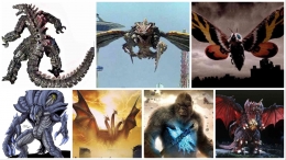 7 monster yang sulit dikalahkan Godzilla. Sumber: Pinterest, The Movie Database, & Photojoiner. 