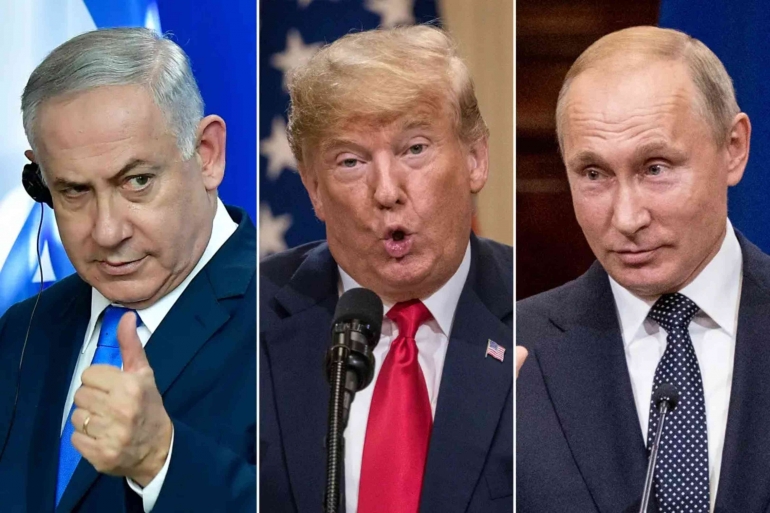 Trio Trump, Putin dan Netanyahu. Foto Getty images via nypost.com