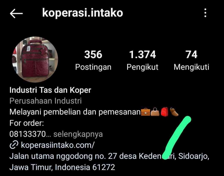screenshot instagram koperasi.intako