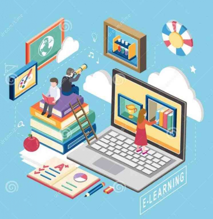 (Sumber: Dreamstime.com, E-learning concept)