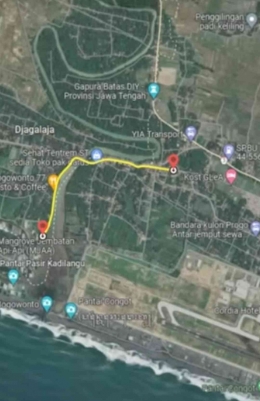 Peta lokasi jembatan merah dan pantai Congot (dok Rara Tv)